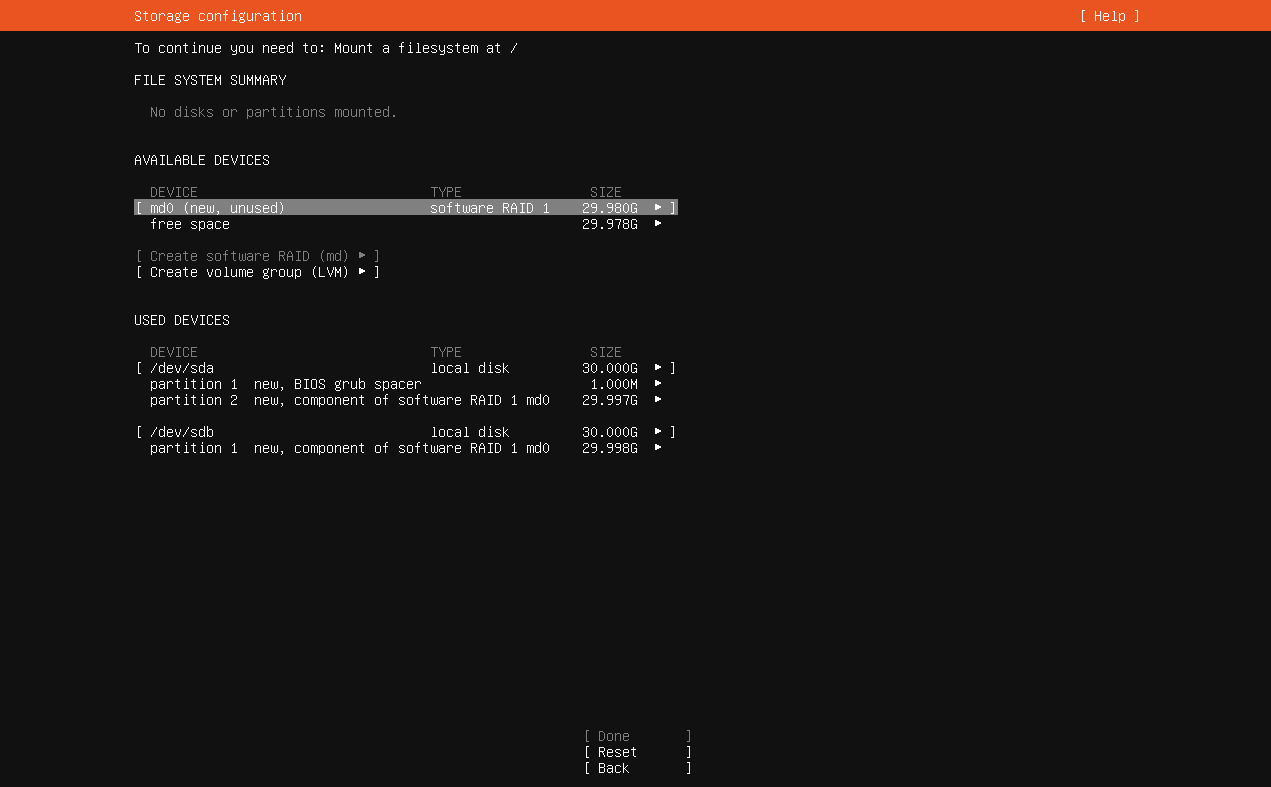 Create software RAID