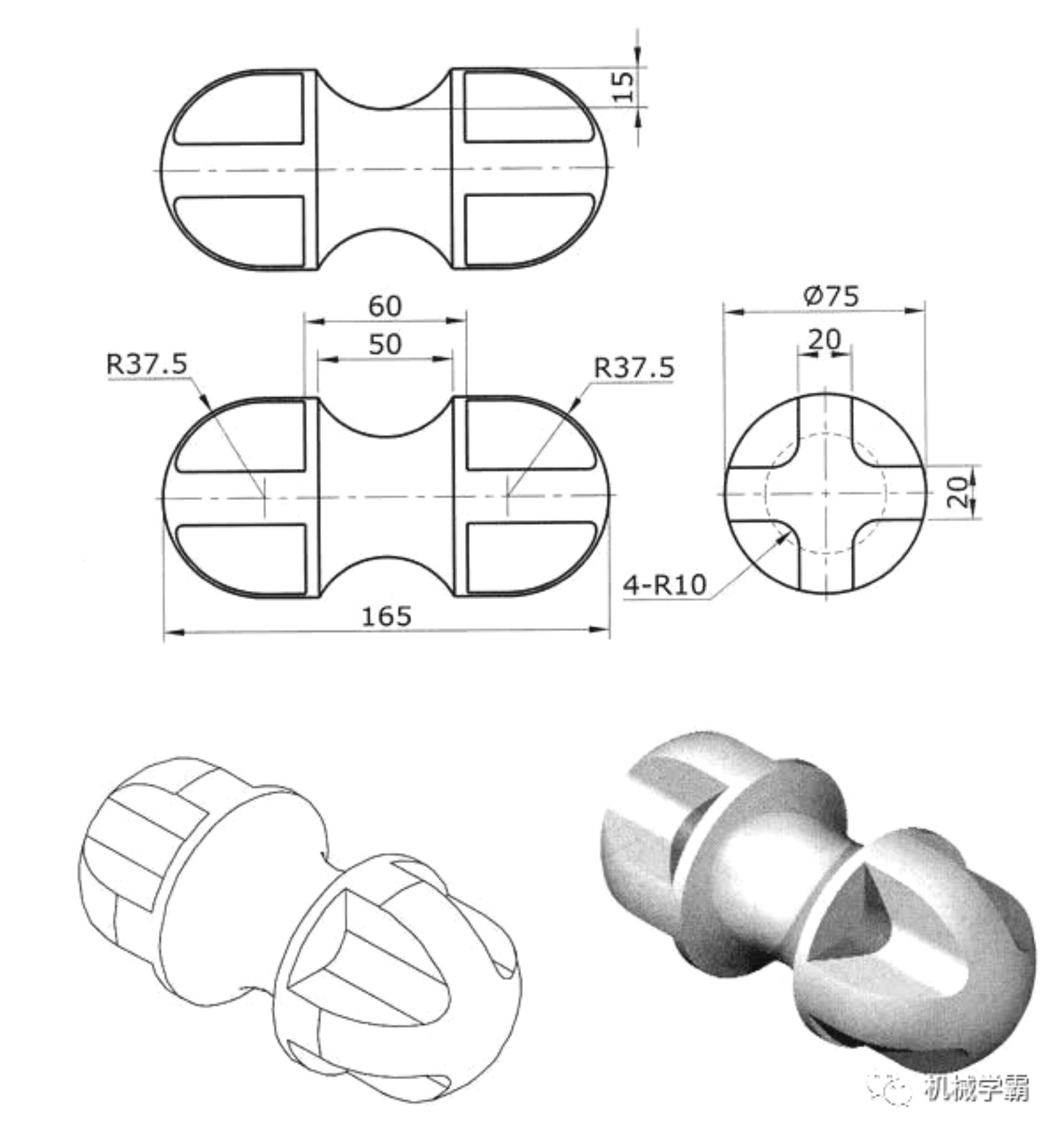 旋转、拉伸切除、阵列、镜像